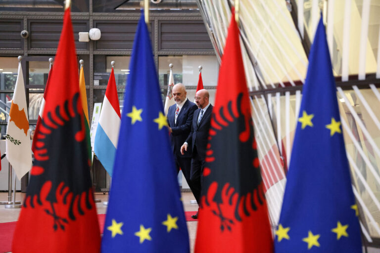 From left to right: Edi RAMA (Prime Minister of Albania), Charles MICHEL (President of the European Council)